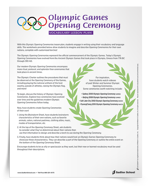 <em>Olympic Games Opening Ceremony</em> Vocabulary Lesson Plan