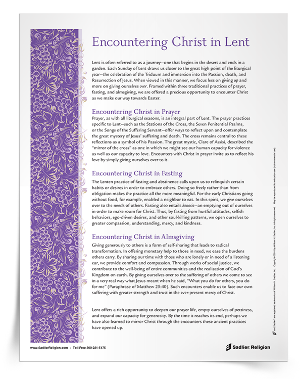 <em>Encountering Christ in Lent</em> Support Article