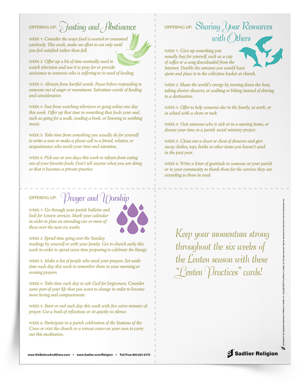 <em>Lenten Practices</em> Reflection Cards