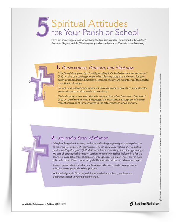 <em>5 Spiritual Attitudes for Your Parish or School</em> Tip Sheet