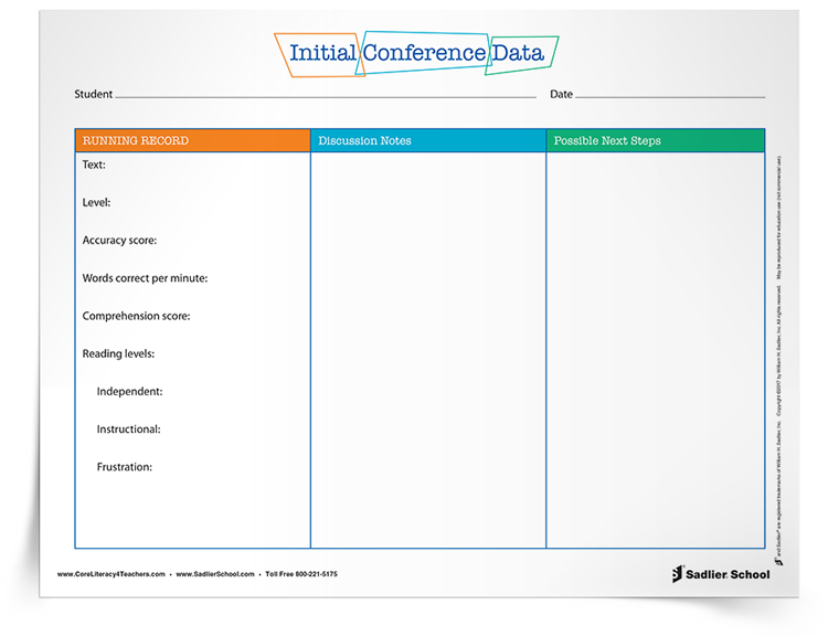 <em>Initial Conference Data Sheet</em>