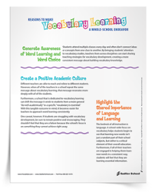 <em>Reasons to Make Vocabulary a Whole-School Endeavor and Strategies to Adopt a School-Wide Vocabulary Focus</em> Tip Sheets